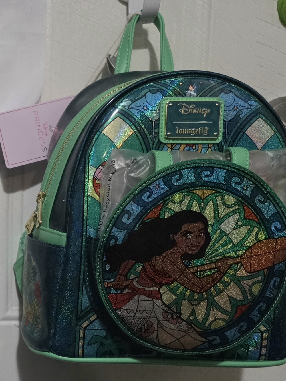 Loungefly Moana Stained Glsss Mini Backpack - Teal, Sea Green, Blue